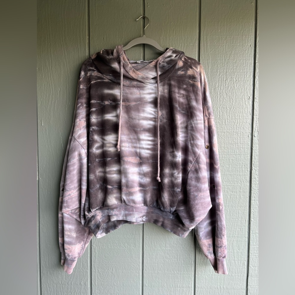 Young Fabulous & Broke Purple Gray & White Tie Dye Hippie Boho Hoodie